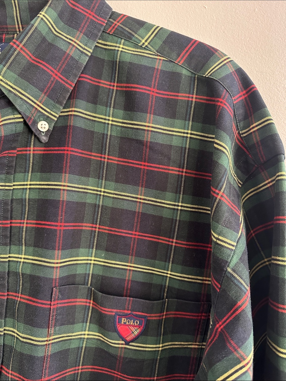 MENS◾️ Ralph Lauren Green Red Plaid Button-Down Shirt